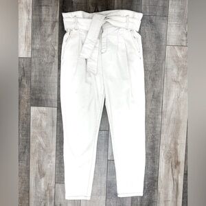 Sezane Ecru paper bag jeans zip fly